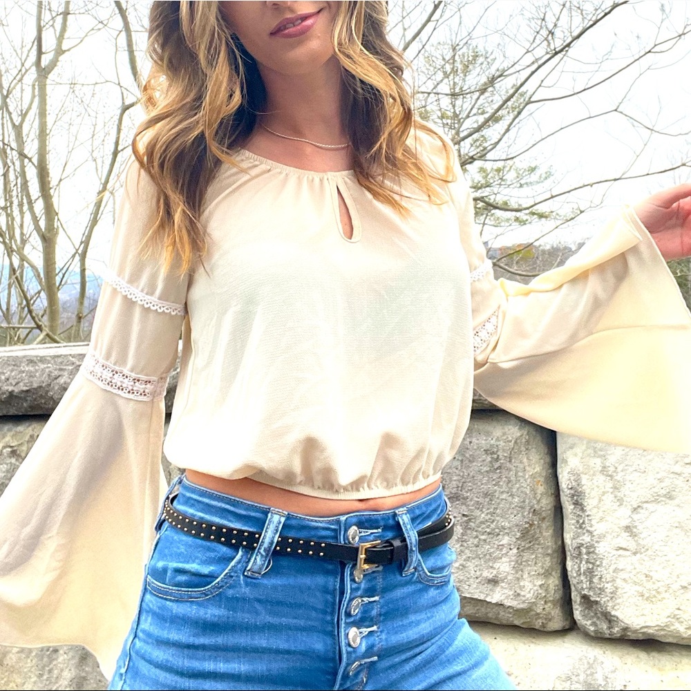 Cream Dressy Cropped Blouse